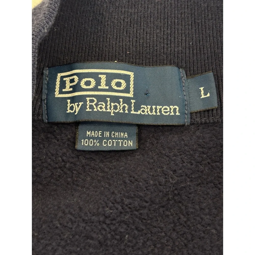 Polo Ralph Lauren Mens Navy Blue Yellow Stripe Full Zip Track Jacket Large